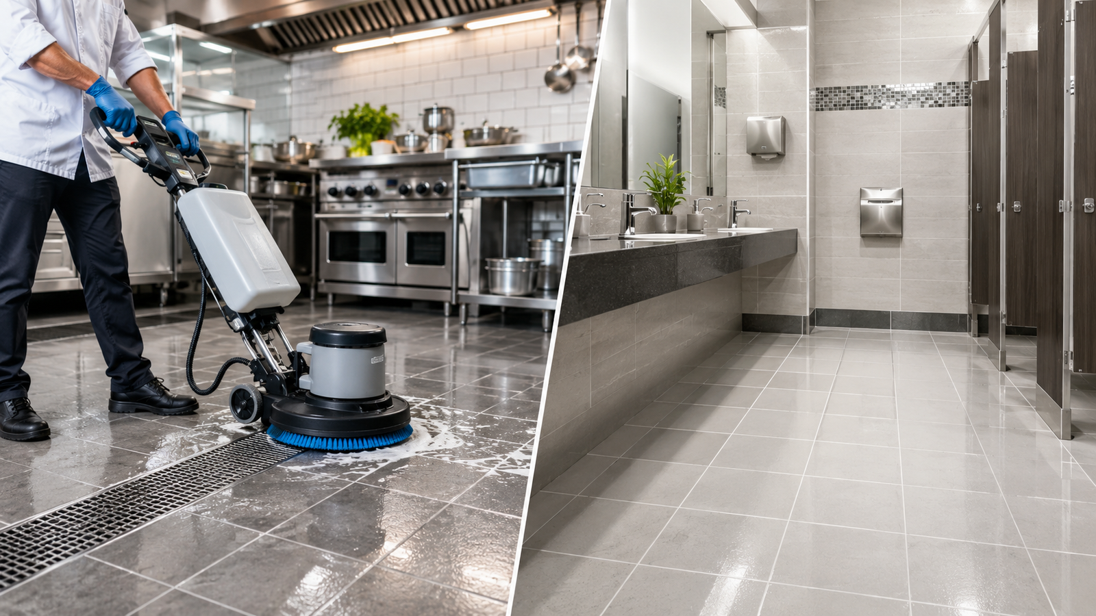 tile and grout cleaning in commercial kitchens and restrooms